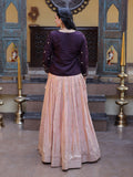 Fabulous Peach Sequins Work Jacquard Wedding Wear Lehenga Choli