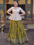 Charming Parrot Green Embroidery Silk Festival Wear Lehenga Choli
