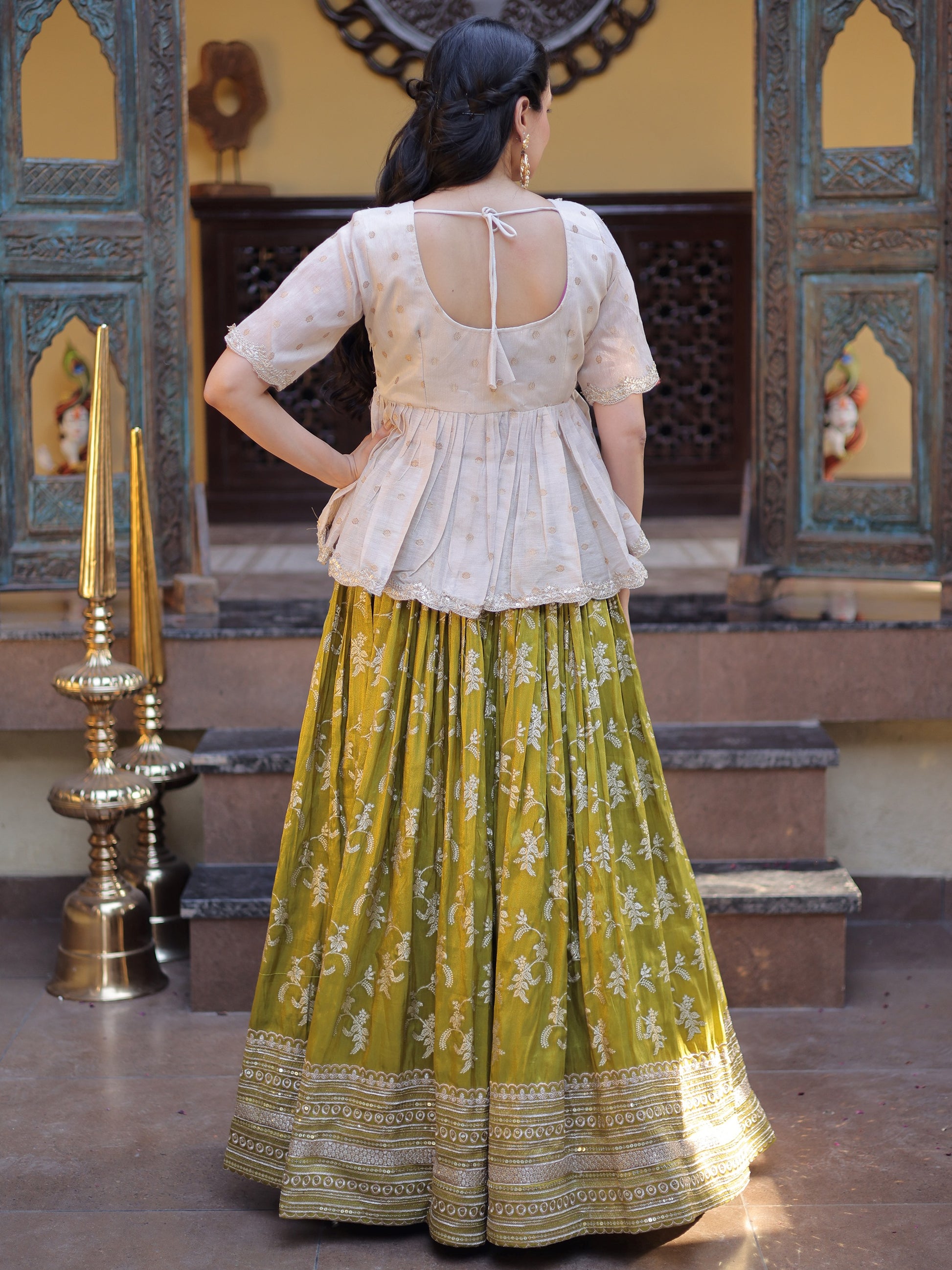 Charming Parrot Green Embroidery Silk Festival Wear Lehenga Choli