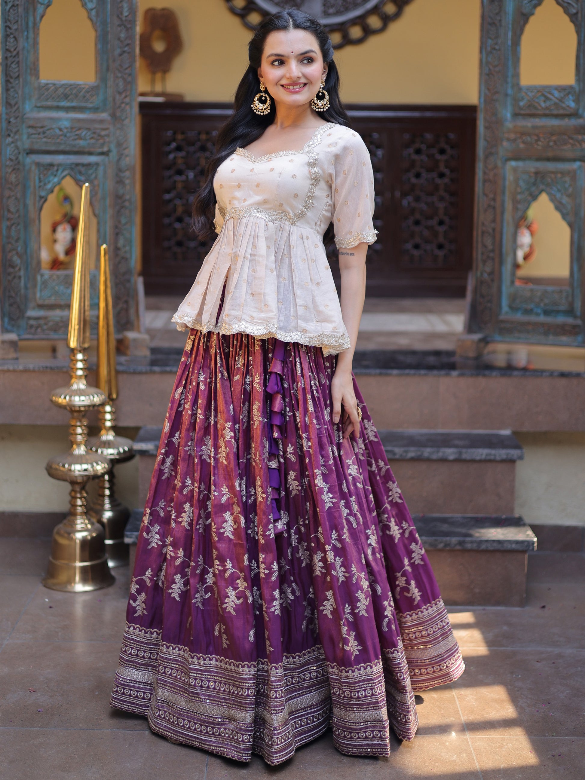 Impressive Purple Embroidery Silk Festival Wear Lehenga Choli