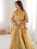 Enchanting Golden Sequins Work Crush Function Wear Lehenga Choli With Koti