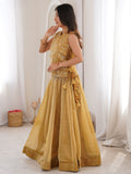 Enchanting Golden Sequins Work Crush Function Wear Lehenga Choli With Koti