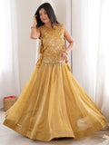 Enchanting Golden Sequins Work Crush Function Wear Lehenga Choli With Koti