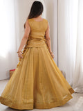 Enchanting Golden Sequins Work Crush Function Wear Lehenga Choli With Koti
