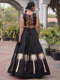 Amazing Black Gamthi Work Silk Navratri Wear Lehenga Choli