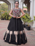 Amazing Black Gamthi Work Silk Navratri Wear Lehenga Choli