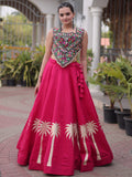 Glamorous Pink Kutchi Work Silk Navratri Wear Lehenga Choli