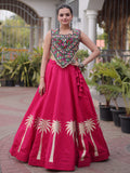 Glamorous Pink Kutchi Work Silk Navratri Wear Lehenga Choli