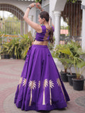 Pretty Purple Kutchi Work Silk Navratri Wear Lehenga Choli