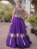Pretty Purple Kutchi Work Silk Navratri Wear Lehenga Choli