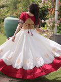 Exquisite White Gamthi Work Silk Navratri Wear Lehenga Choli