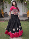 Splendid Black Kutchi Work Silk Navratri Wear Lehenga Choli