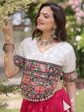 Radiant Pink Kutchi Work Silk Navratri Wear Lehenga Choli