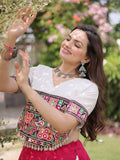 Radiant Pink Kutchi Work Silk Navratri Wear Lehenga Choli