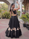 Enchanting Black Kutchi Work Silk Navratri Wear Lehenga Choli