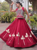 Impressive Maroon Gamthi Work Silk Navratri Wear Lehenga Choli