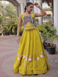 Gorgeous Parrot Green Kutchi Work Silk Navratri Wear Lehenga Choli