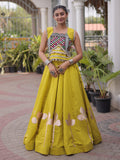 Gorgeous Parrot Green Kutchi Work Silk Navratri Wear Lehenga Choli