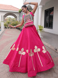 Fantastic Pink Gamthi Work Silk Navratri Wear Lehenga Choli