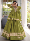 Elegant Parrot Green Gota Patti Cotton Navratri Wear Lehenga Choli 