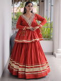 Stunning Rust Zari Cotton Navratri Wear Lehenga Choli 