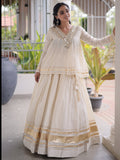 Graceful White Gota Patti Cotton Navratri Wear Lehenga Choli 