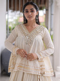 Graceful White Gota Patti Cotton Navratri Wear Lehenga Choli 