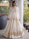 Graceful White Gota Patti Cotton Navratri Wear Lehenga Choli 