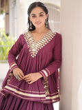 Impressive Wine Zari Work Cotton Navratri Wear Lehenga Choli 
