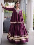 Impressive Wine Zari Work Cotton Navratri Wear Lehenga Choli 