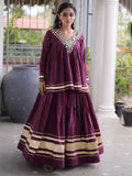 Impressive Wine Zari Work Cotton Navratri Wear Lehenga Choli 