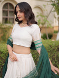 Great Green Zari Weaving Silk Festival Wear Lehenga Choli With Dupatta