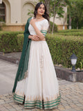 Great Green Zari Weaving Silk Festival Wear Lehenga Choli With Dupatta