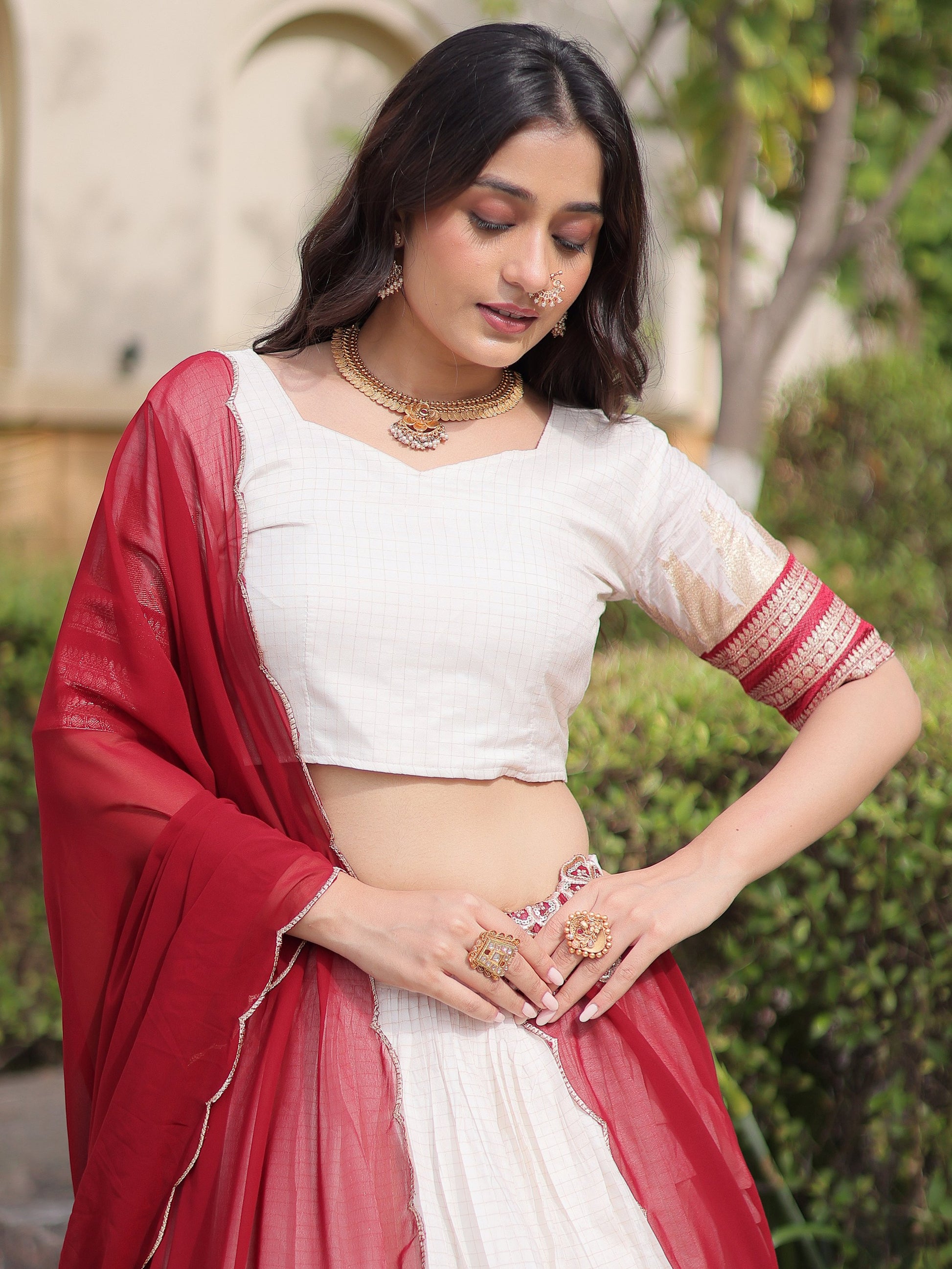 Stylish Maroon Zari Weaving Silk Festival Wear Lehenga Choli With Dupatta