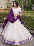 Fantastic Purple Zari Weaving Silk Festival Wear Lehenga Choli With Dupatta