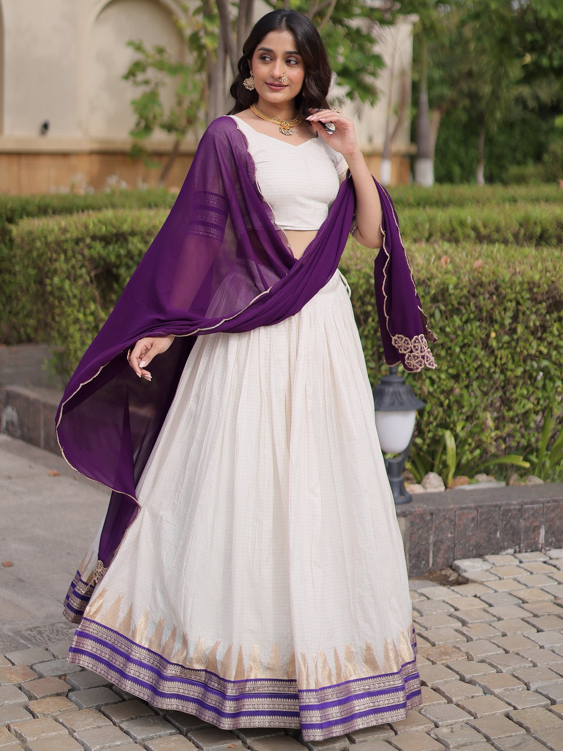Fantastic Purple Zari Weaving Silk Festival Wear Lehenga Choli With Dupatta