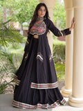 Wonderful Black Gamthi Work Cotton Navratri Wear Lehenga With Shrug