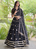 Great Black Bandhej Printed georgette Navratri Wear Lehenga choli With Dupatta