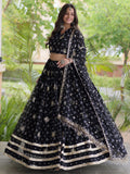 Great Black Bandhej Printed georgette Navratri Wear Lehenga choli With Dupatta