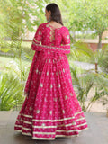 Classic Pink Zari Work Georgette Navratri Wear Lehenga Choli With Dupatta