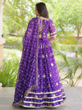 Elegant Purple Zari Work Georgette Navratri Wear Lehenga Choli With Dupatta