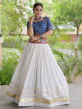 Glowing Blue Gota Patti Cotton Navratri Wear Lehenga Choli