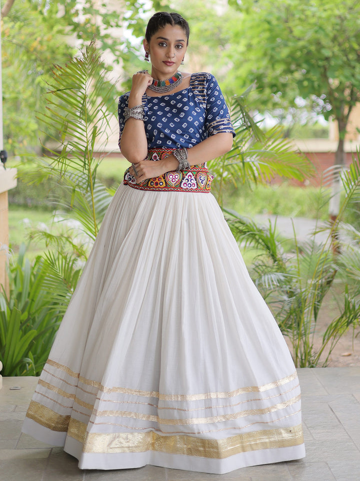 Glowing Blue Gota Patti Cotton Navratri Wear Lehenga Choli