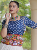 Glowing Blue Gota Patti Cotton Navratri Wear Lehenga Choli