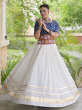 Glowing Blue Gota Patti Cotton Navratri Wear Lehenga Choli