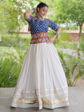 Glowing Blue Gota Patti Cotton Navratri Wear Lehenga Choli