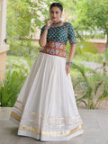 Stylish Green Gamthi Embroidered Cotton Navratri Wear Lehenga Choli