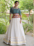 Stylish Green Gamthi Embroidered Cotton Navratri Wear Lehenga Choli