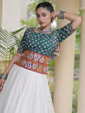 Stylish Green Gamthi Embroidered Cotton Navratri Wear Lehenga Choli