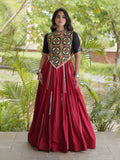 Graceful Maroon Gota Patti Rayon Navratri Wear Lehenga Choli